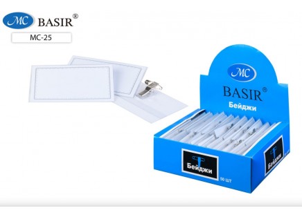 Бейдж горизонтальный Basir с клипсой и булавкой MC-25