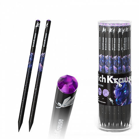 Карандаш ч/г ErichKrause Black Unicorn круглый HB 62764