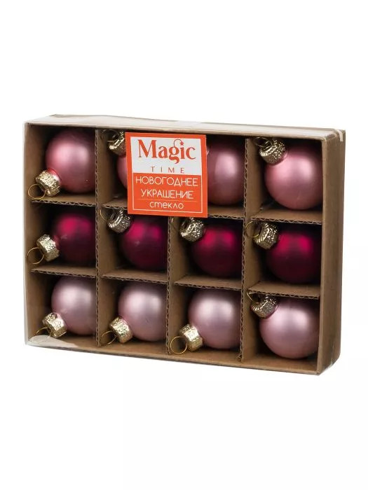 Набор ёлочных украшений из стекла Розовые оттенки, набор из 12 штук. 3*3*3см 89696 Феникс-Презент
