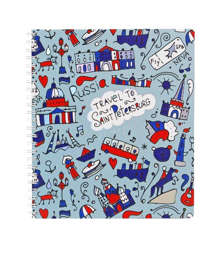 Тетрадь 80л. клетка на спирали Политехнология Travel to Peterburg пластиковая обложка 3429