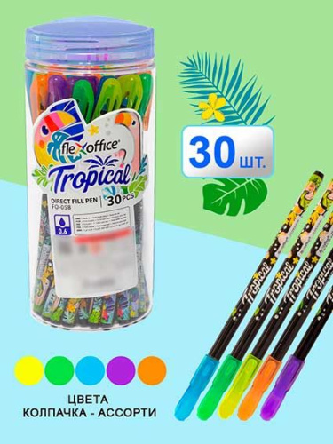 Ручка шариковая Flexoffice Tropical синяя 0.6мм. FO-058 Blue