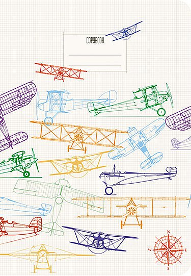 Тетрадь 40л. клетка Апплика Евроформат Самолеты С7148-03