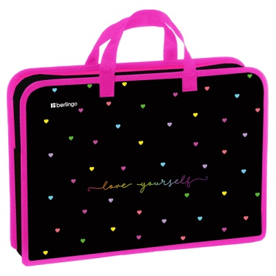 Папка с ручками А4 Berlingo Love Yourself, пластик, на молнии, 1 отделение 47520