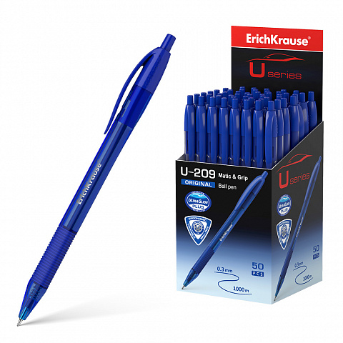 Ручка автомат. шариковая ErichKrause U-209 Original Matic&Grip UltraGlideTechnology синяя 1мм. 47610