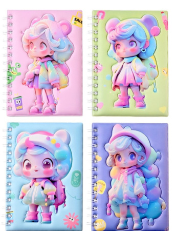 Блокнот Mazari Девочки, на спирали 17,8х13см. 80л. объемная обложка М-3136