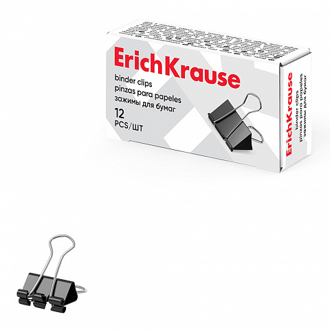 Зажим для бумаг 15мм. ErichKrause черный 25085