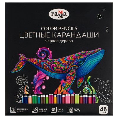 Карандаши цветные 48цв. Гамма Классические черное дерево 112025