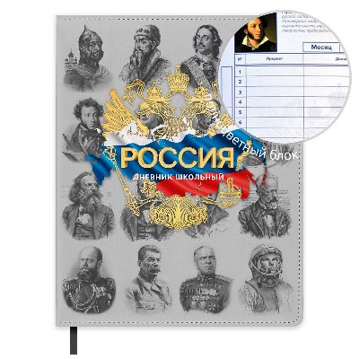 Дневник российского школьника Феникс+ Полноцветный дизайн (кожзам) 48л. 73313