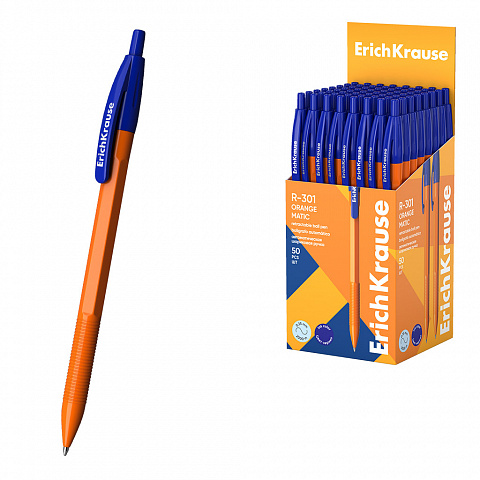 Ручка шариковая автоматическая ErichKrause R-301 Matic Orange 0,7мм. синяя 38512