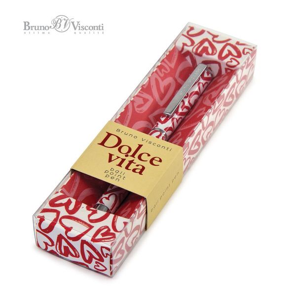Ручка шариковая в футляре синяя BrunoVisconti DolceVita Сердечки 0,7мм. метал. корпус 20-0252/03