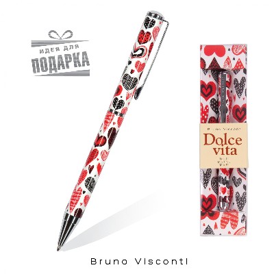 Ручка шариковая в футляре синяя BrunoVisconti DolceVita Фантазия 0,7мм. метал. корпус 20-0252/07