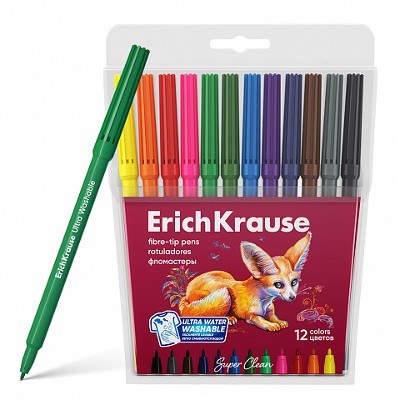 Фломастеры 12цв. ErichKrause Safari Ultra Washable 61836