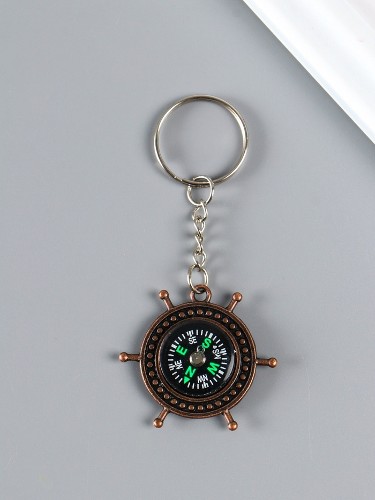 Брелок металлический Штурвал с компасом 3,5х3,5х0,7см. Сима-Ленд 2579505