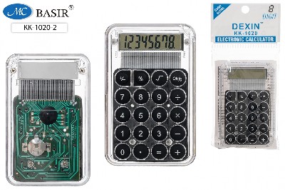 Калькулятор карманный Basir 8-ми разрядный, прозрачный черный КК-1020-2