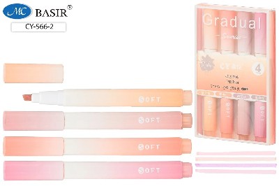 Набор маркеров текстовыделителей Basir Pastel розовые оттенки, 4 цвета CY-566-2
