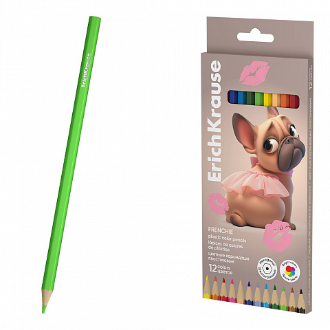 Карандаши цветные пластиковые 12цв. ErichKrause Frenchie шестигранные 65011
