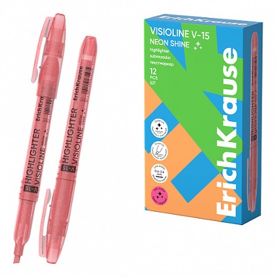 Маркер текстовый ErichKrause Visioline V-15 Neon Shine розовый 63547