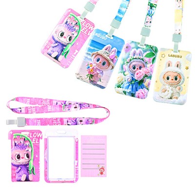 Бейдж вертикальный Mazari LABUBU с рисунком на ленте, пластиковый, 70х110мм. М-4860