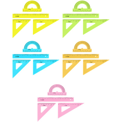 Набор геометрический Стамм средний 4 предмета прозрачный неон 30521