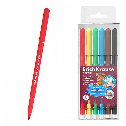Фломастеры 6цв. ErichKrause Safari Ultra Washable 65458