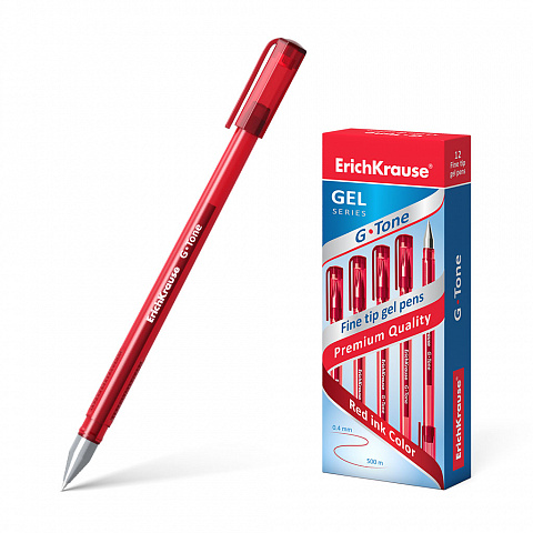 Ручка гелевая ErichKrause G-Tone красная 0,4 мм. 17811