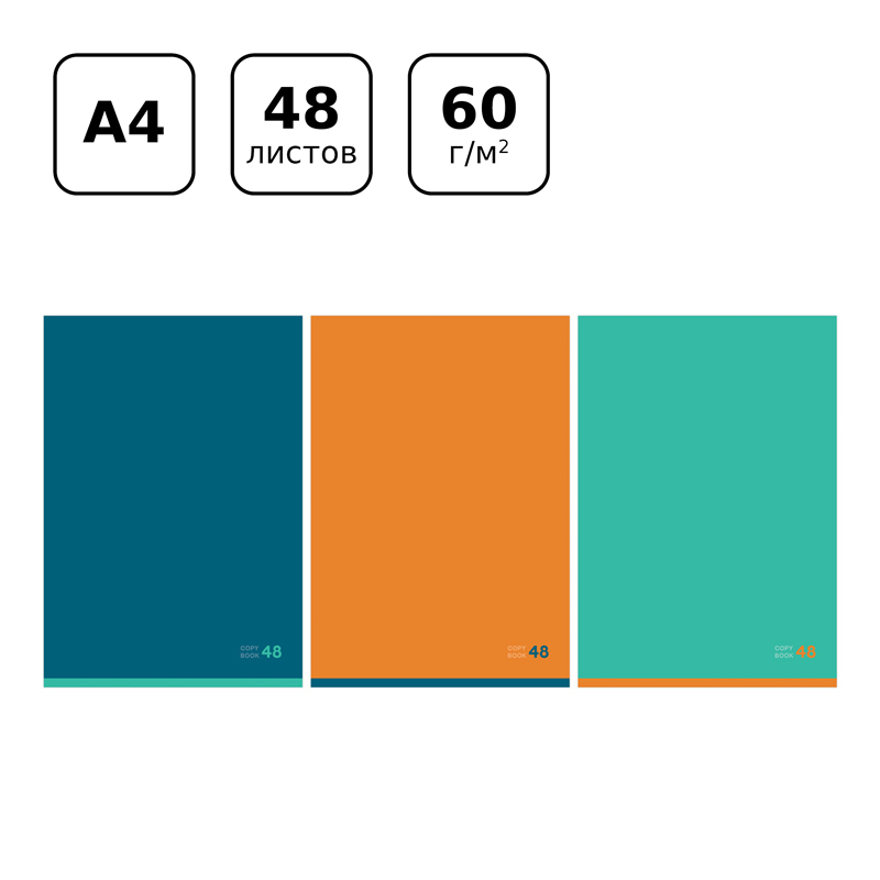 Тетрадь А4 48л. клетка БиДжи Monocolor, 48 11196