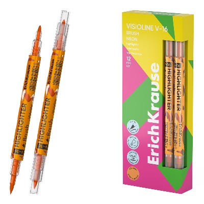 Маркер текстовый двухсторонний ErichKrause Visioline V-16 Zoom Neon оранжевый 60823